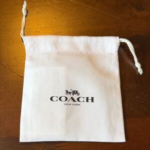 Coach White Drawstring Pouch with Black Logo